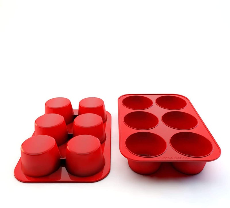 Silicone Designs Silicone Texas Muffin Pan 6-Cups, Jumbo Muffin Pan Set of 2, BPA-Free Non-Stick Cupcake Maker, 10.75L x 7.5W for Baking - Image 5